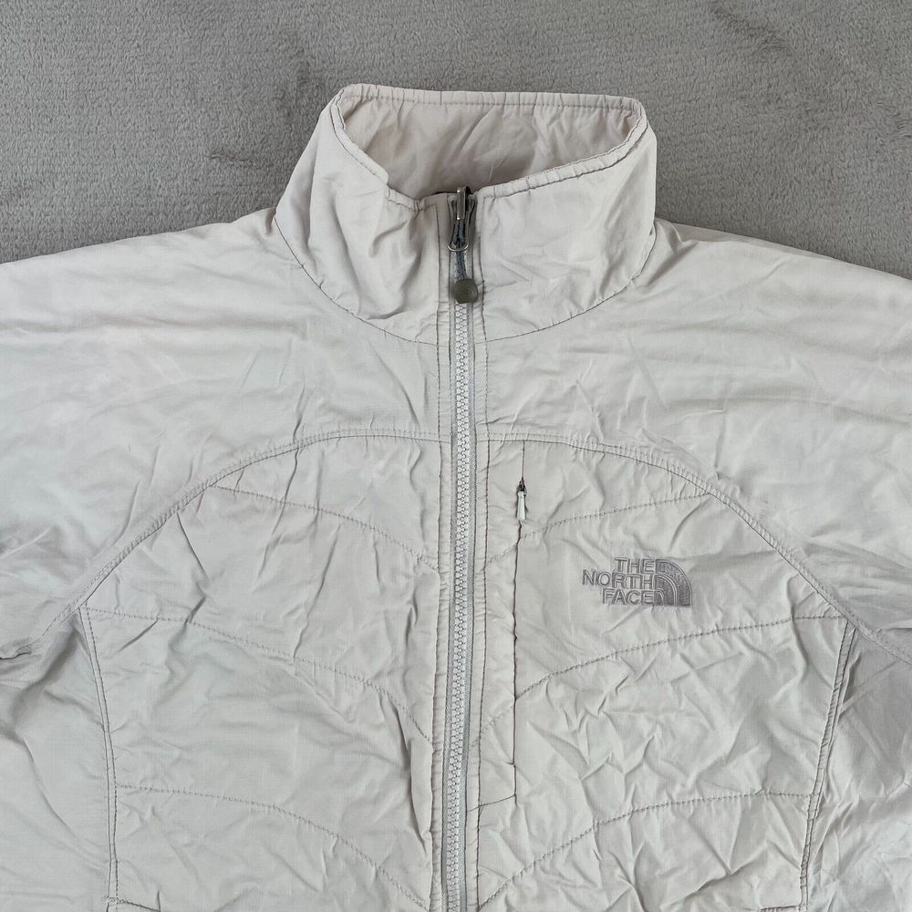 The North Face Primaloft Puffer Jacket Women Small Off White Full Zip Pockets‎